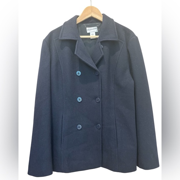 Pendleton Women’s Pea Coat 100% Merino Wool Navy Size Large - Picture 1 of 6